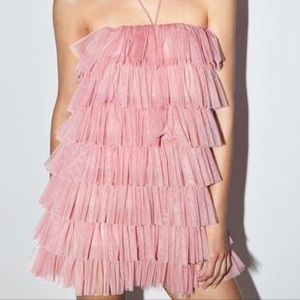 Zara pink tulle tiered dress